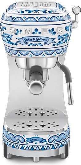 smeg x Dolce Gabbana Blu Mediterraneo Manual Espresso Machine Nordstrom