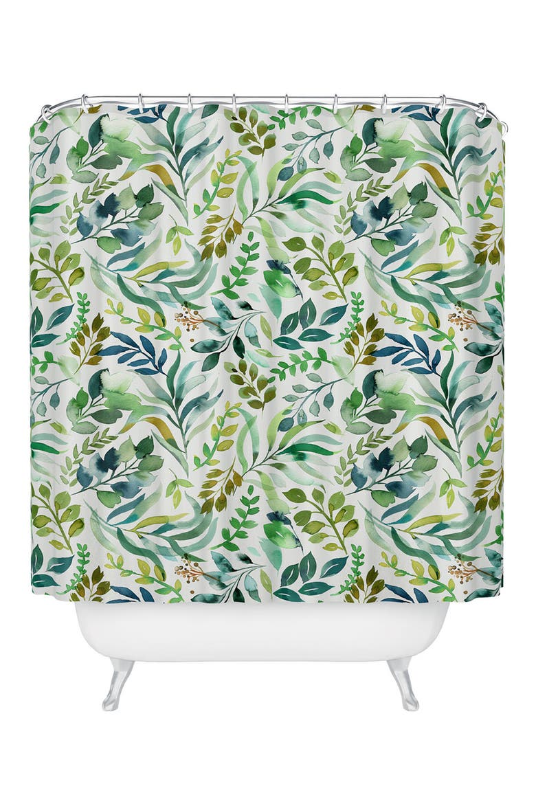 Ninola Design Botanic Retreat Shower Curtain, Main, color, GREEN