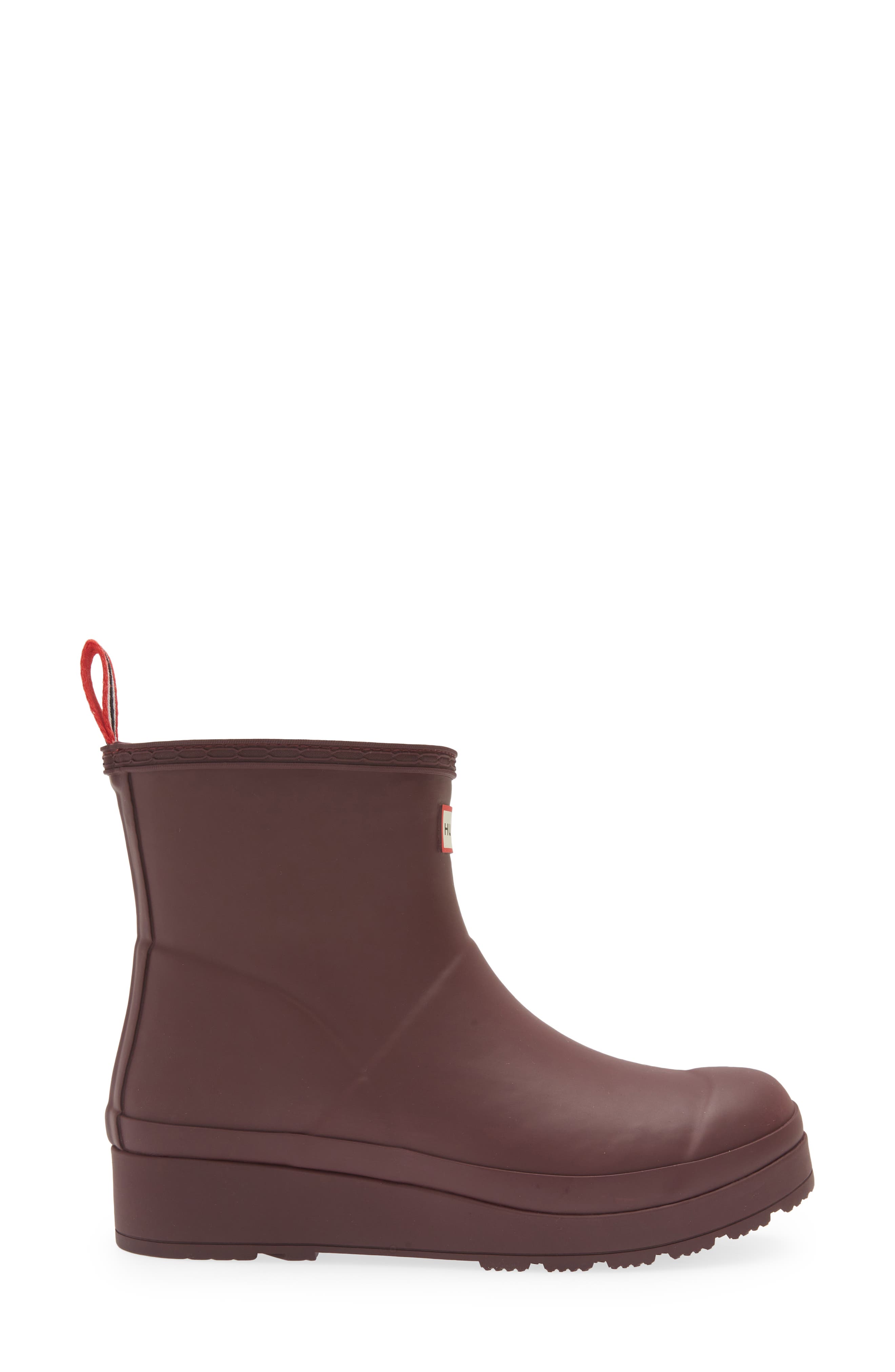 Play Short Faux Shearling Lined Waterproof Rain Boot, Alternate, color, DARK RED 600