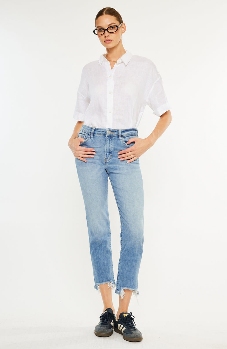 KanCan Angela High Rise Slim Crop Straight Jeans, Alternate, color, Light Blue