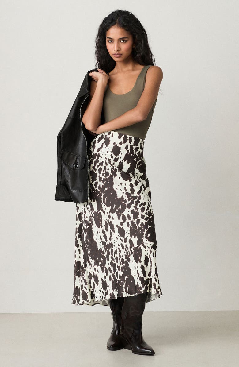 NEXT Cow Print Satin Skirt, Alternate, color,
