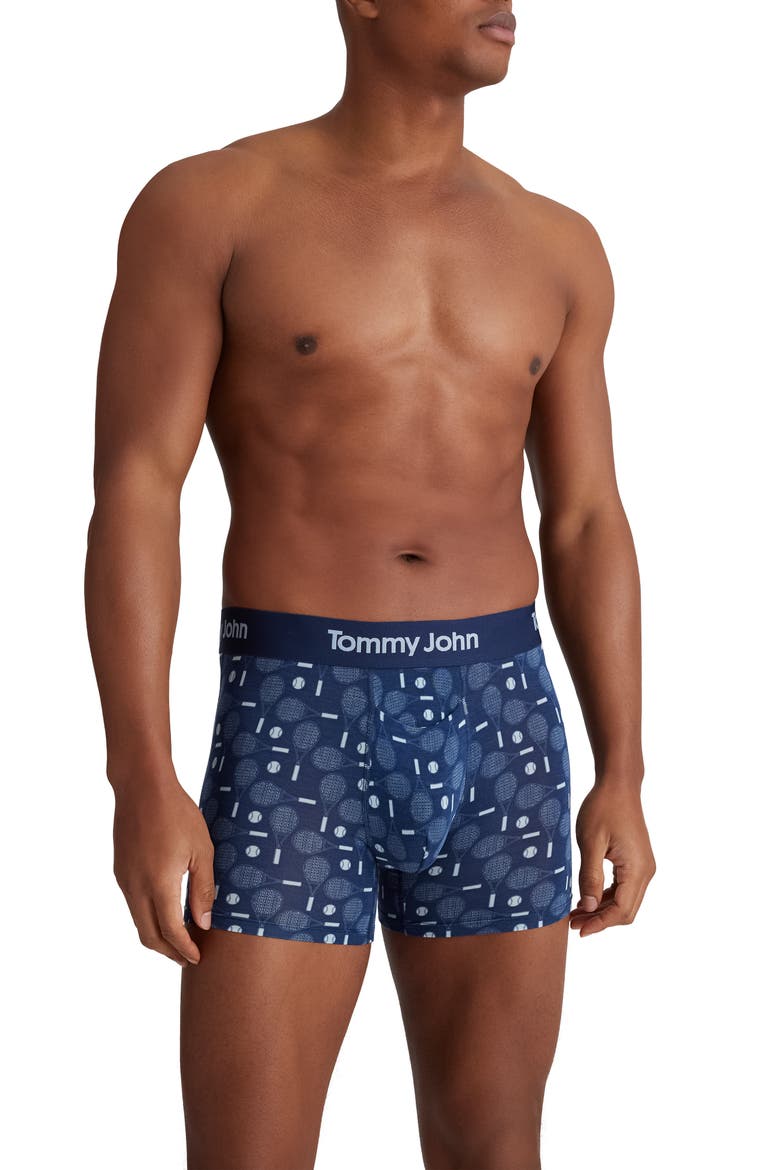 Second Skin 4-Inch Boxer Briefs, Main, color, CERULEAN TENNIS TIME