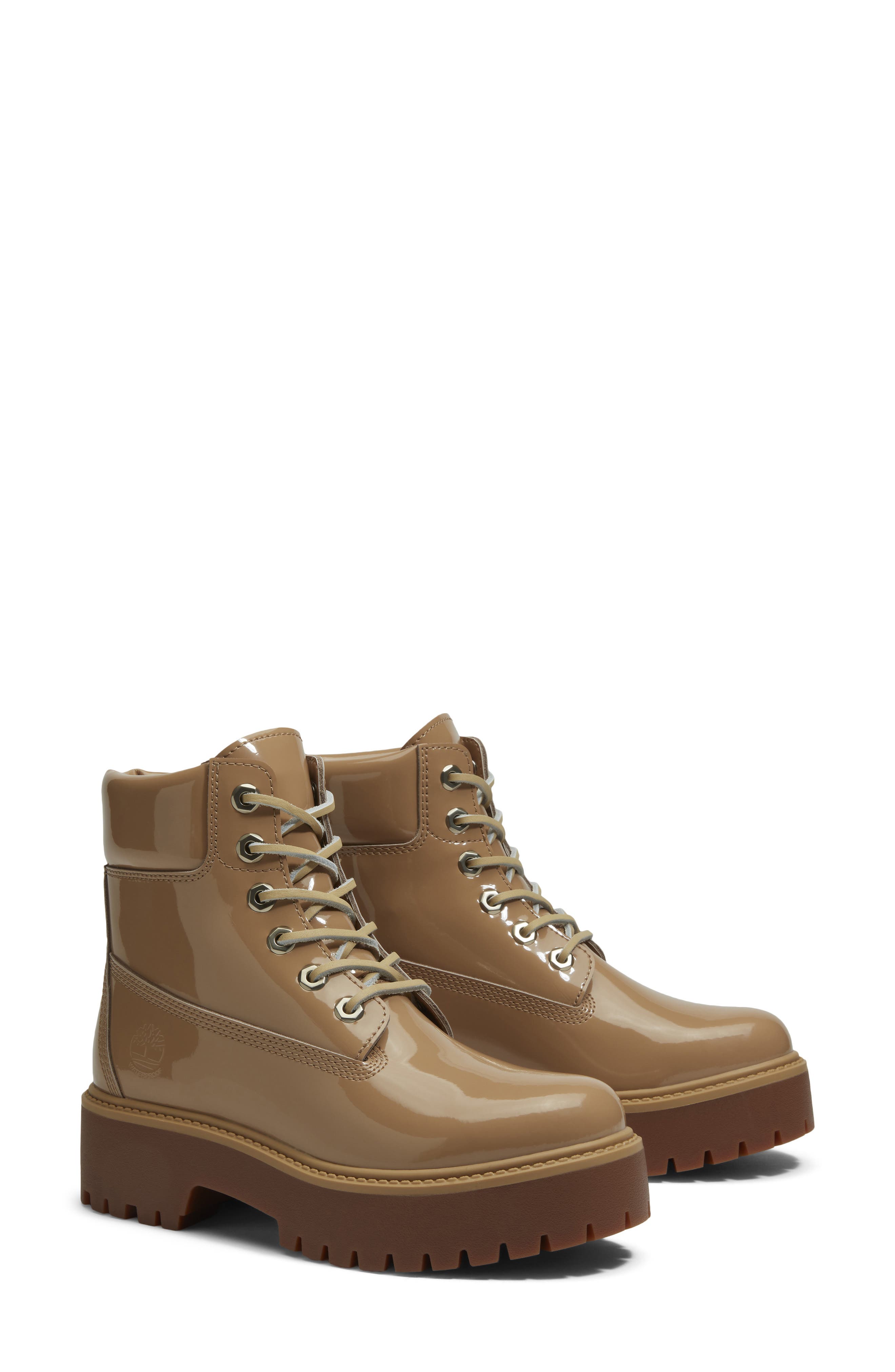 Stone Street 6-Inch Waterproof Lace-Up Leather Boot, Alternate, color, MD BEIGE PATENT LEATHER