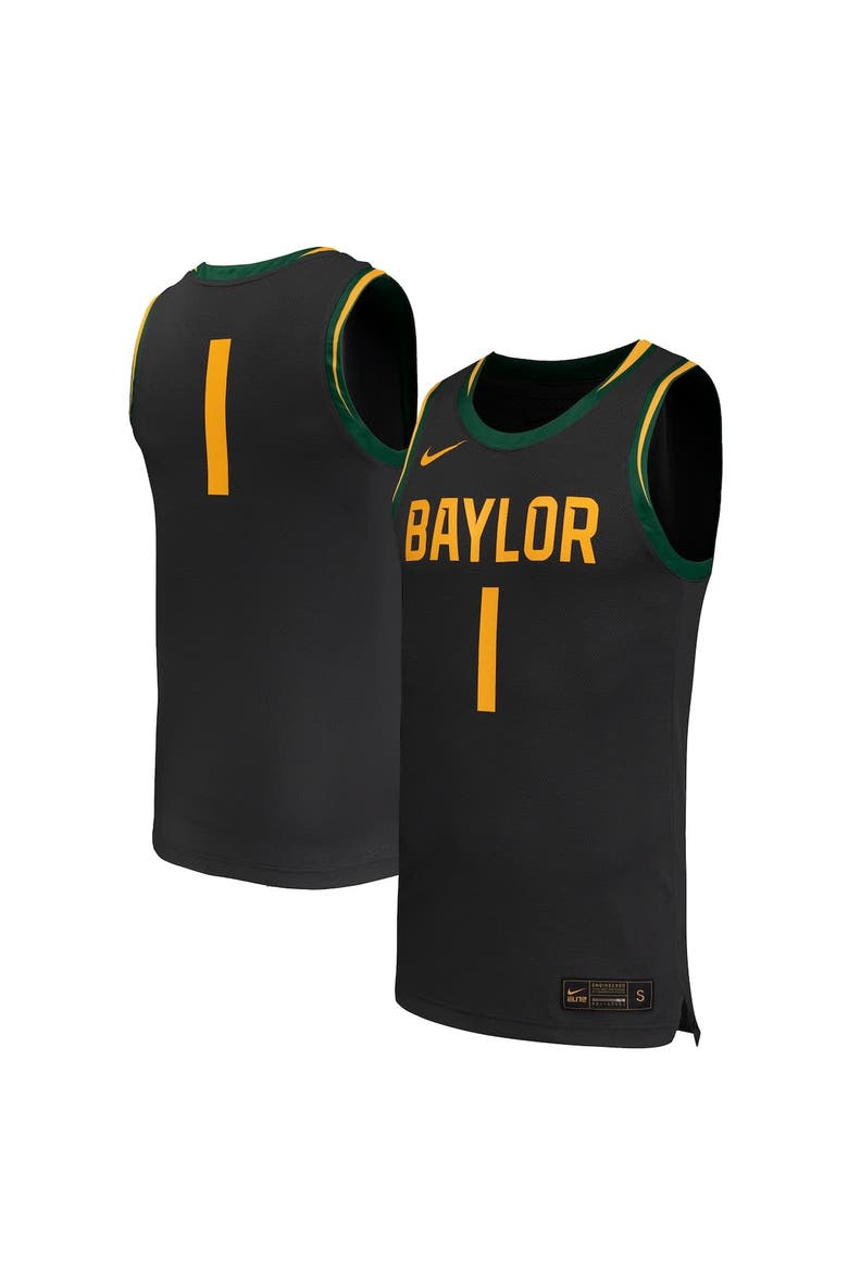 Men's Nike #1 Black Baylor Bears Replica Basketball Jersey, Alternate, color, Black