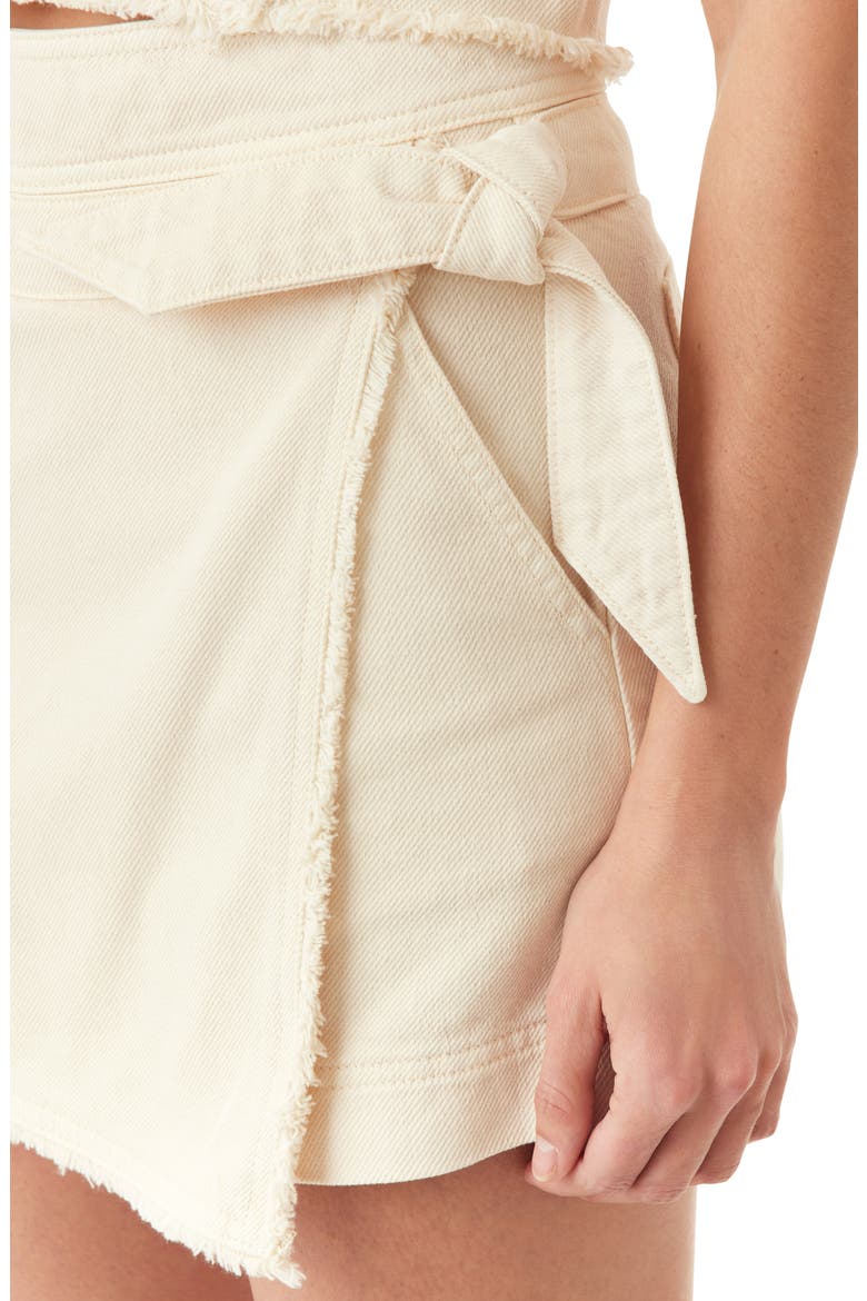 Frayed Wrap Front Skort, Alternate, color, ECRU