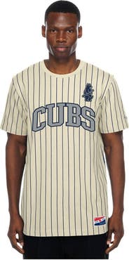 New Era Men's New Era Cream Chicago Cubs Throwback Meshback Pinstripe T-Shirt