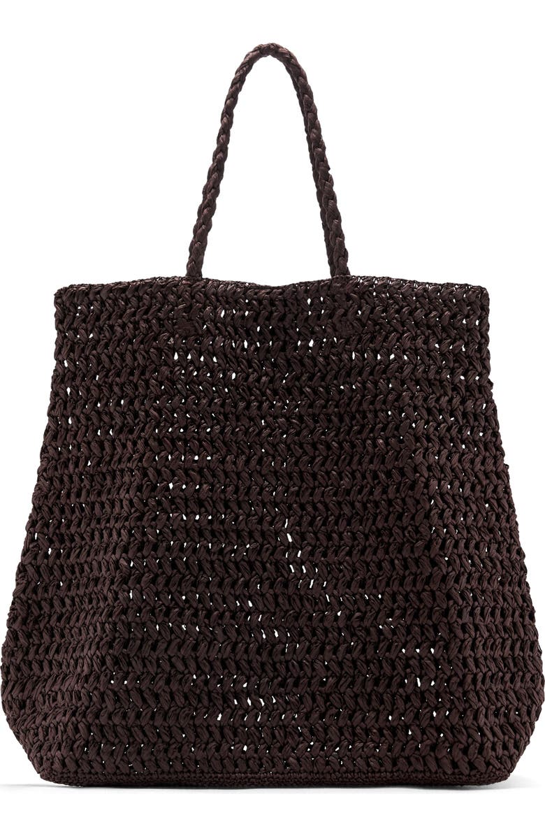 MANGO Maxi Natural Fiber Tote, Main, color, Chocolate