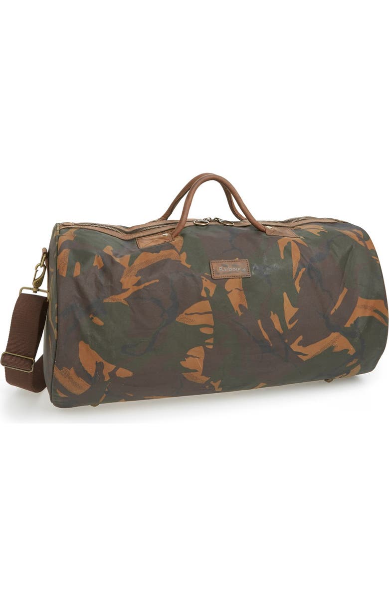 Barbour 'Glenn' Waxed Canvas Duffel Bag, Main, color,
