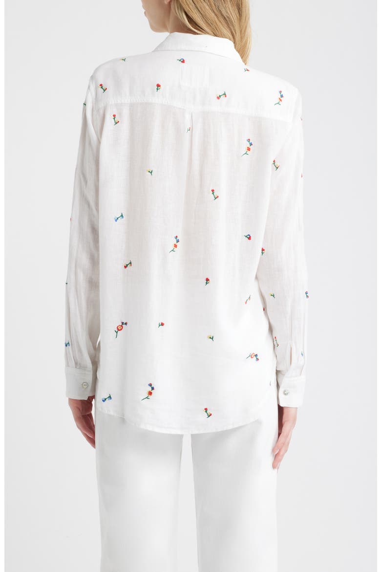 Charli Embroidered Linen Blend Button-Up Shirt, Alternate, color, WILD FLOWER EMBROIDERY