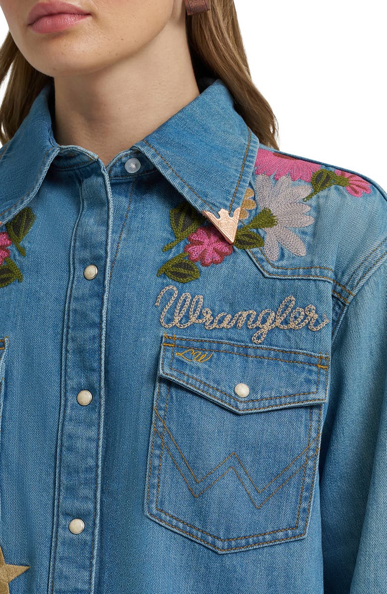 Wrangler x Lainey Wilson Embroidered Denim Shirt, Alternate, color, Denim