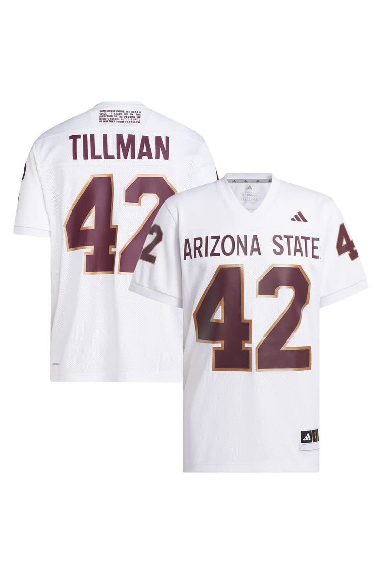 Men's adidas Pat Tillman #42 White Arizona State Sun Devils Away Icon Premier Football Jersey, Main, color, White