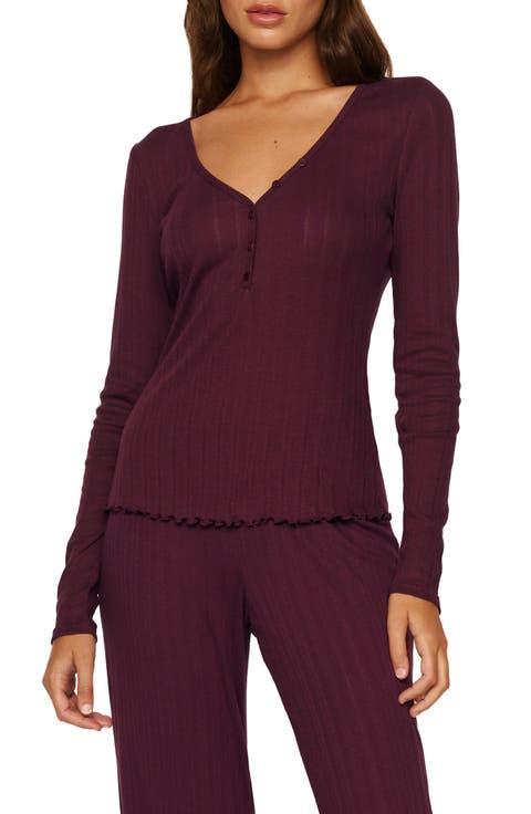 Pointelle Rib Henley Pajama Top