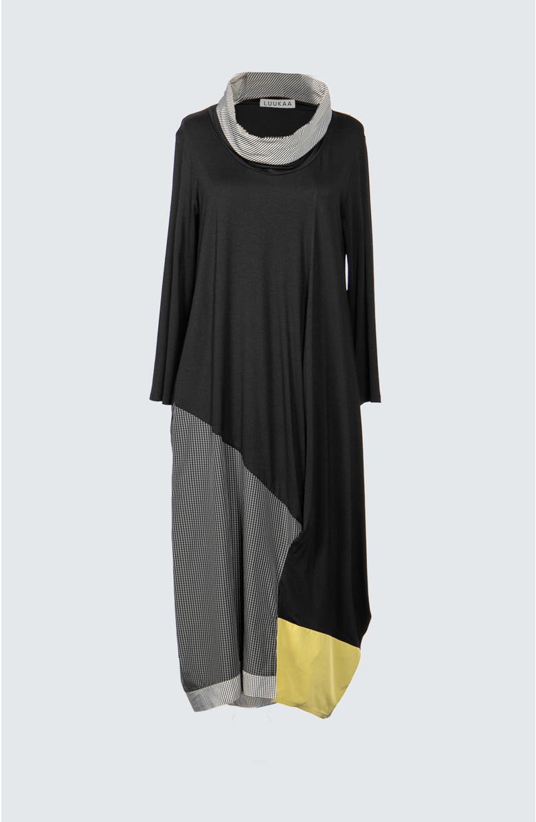 LUUKAA Ember Long Viscose Jersey Dress, Alternate, color, Black