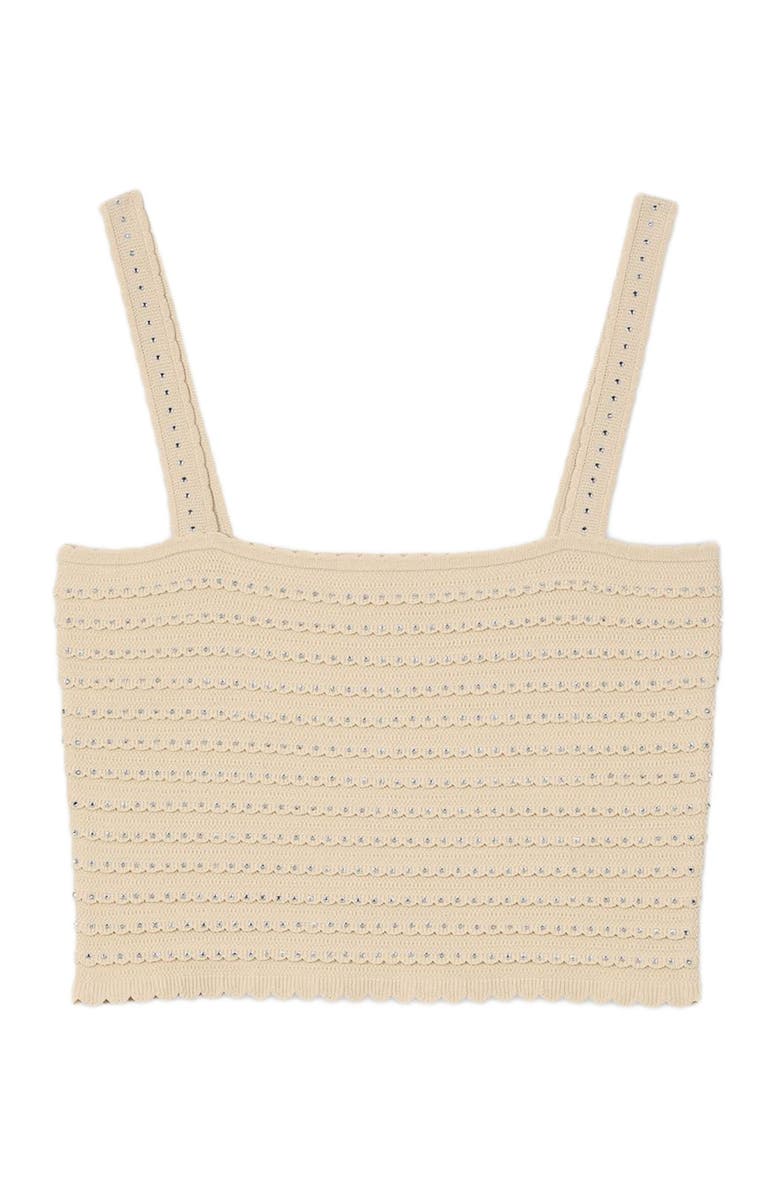 SANDRO Rhinestone knit crop top, Alternate, color,