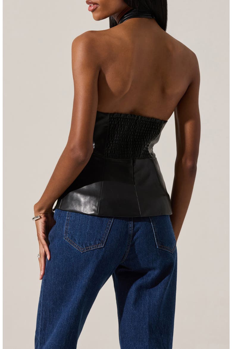 Yaritza Faux Leather Halter Top, Alternate, color, BLACK