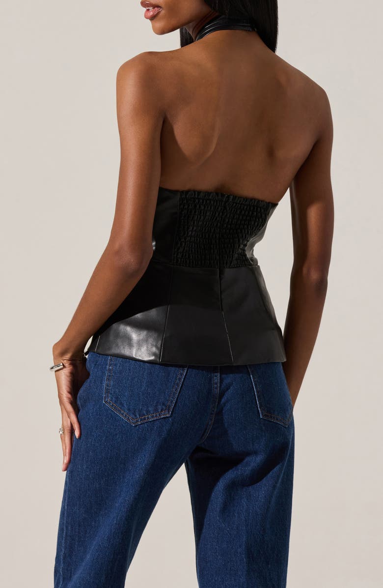 ASTR the Label Yaritza Faux Leather Halter Top, Alternate, color, Black