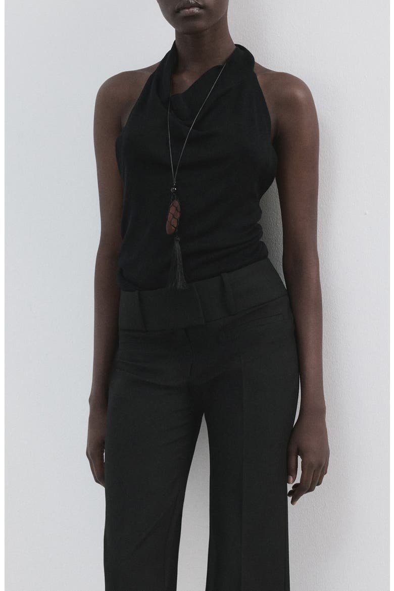 Knit Halter Neck Open Back Top, Main, color, BLACK
