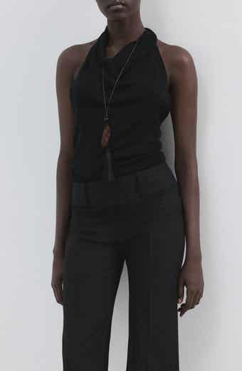 Knit Halter Neck Open Back Top