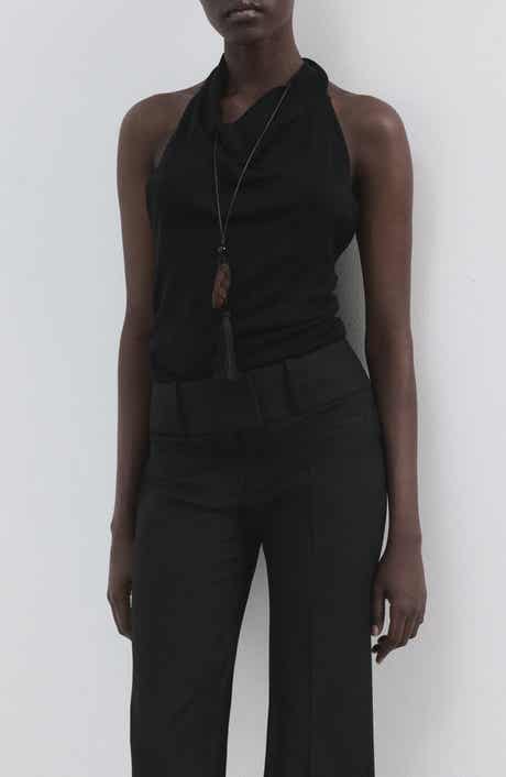 Knit Halter Neck Open Back Top