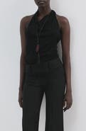 MANGO Knit Halter Neck Open Back Top