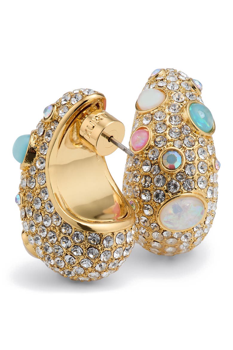 Crystal Pavé Dome Drop Earrings, Alternate, color, GOLD MULTI