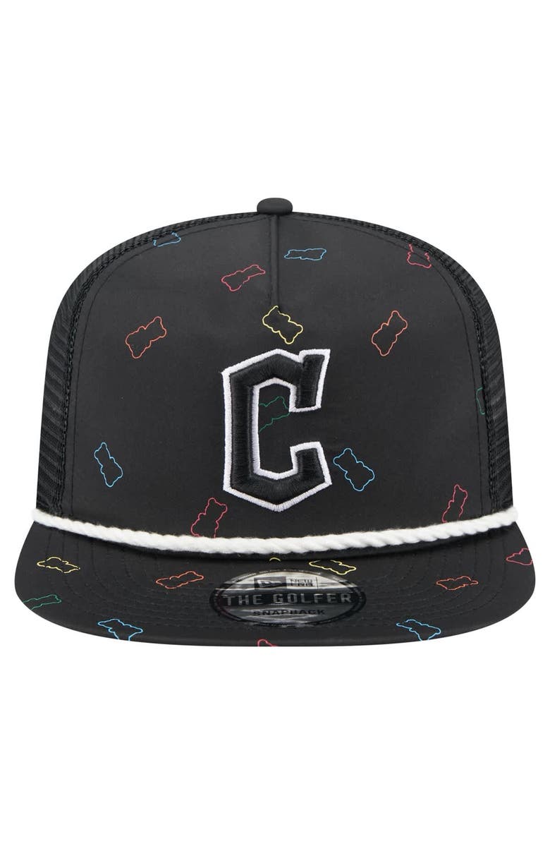 New Era Men's New Era  Black Cleveland Guardians Gummy Golfer Trucker Adjustable Hat, Alternate, color, 