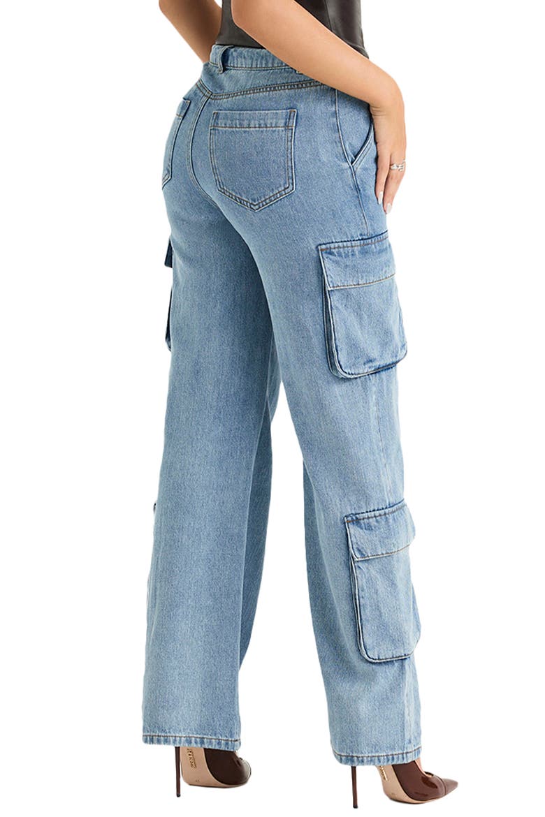Ria Washed Utility Cargo Jeans, Alternate, color, BLUE