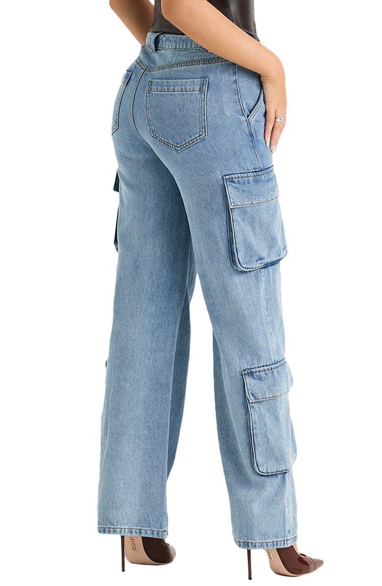 HOUSE OF CB Ria Washed Utility Cargo Jeans, Alternate, color, Blue