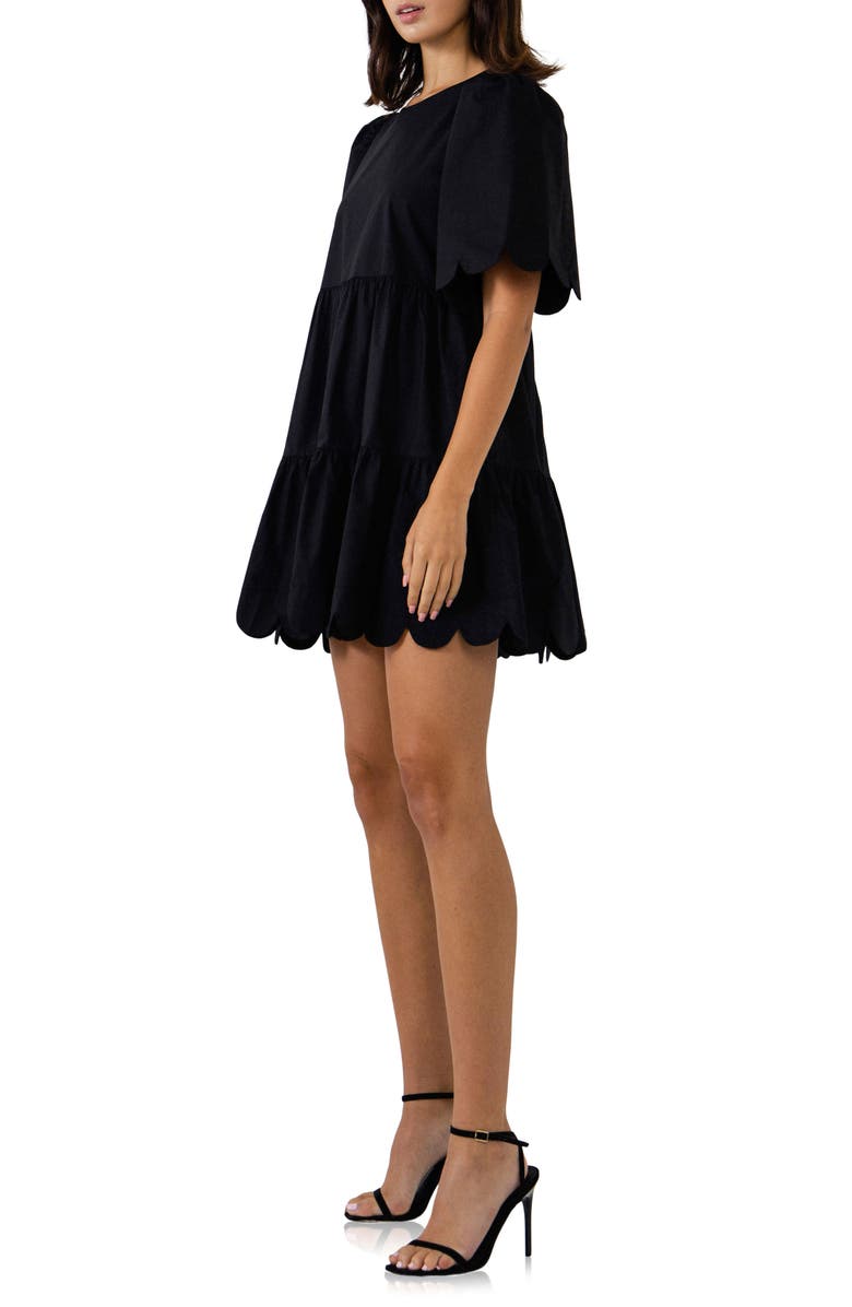 English Factory Scallop Minidress, Alternate, color, Black