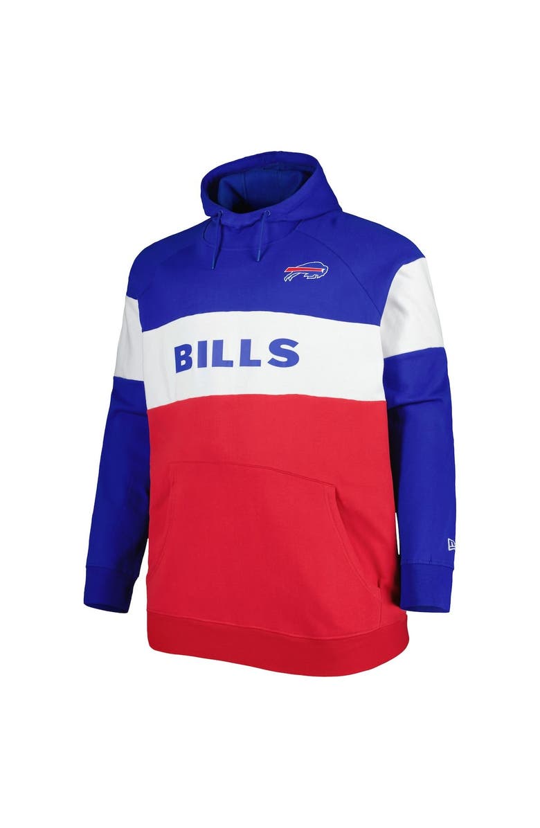 New Era Men's New Era Royal/Red Buffalo Bills Big & Tall Current Team Colorblock Fleece Raglan Pullover Hoodie, Alternate, color, Red
