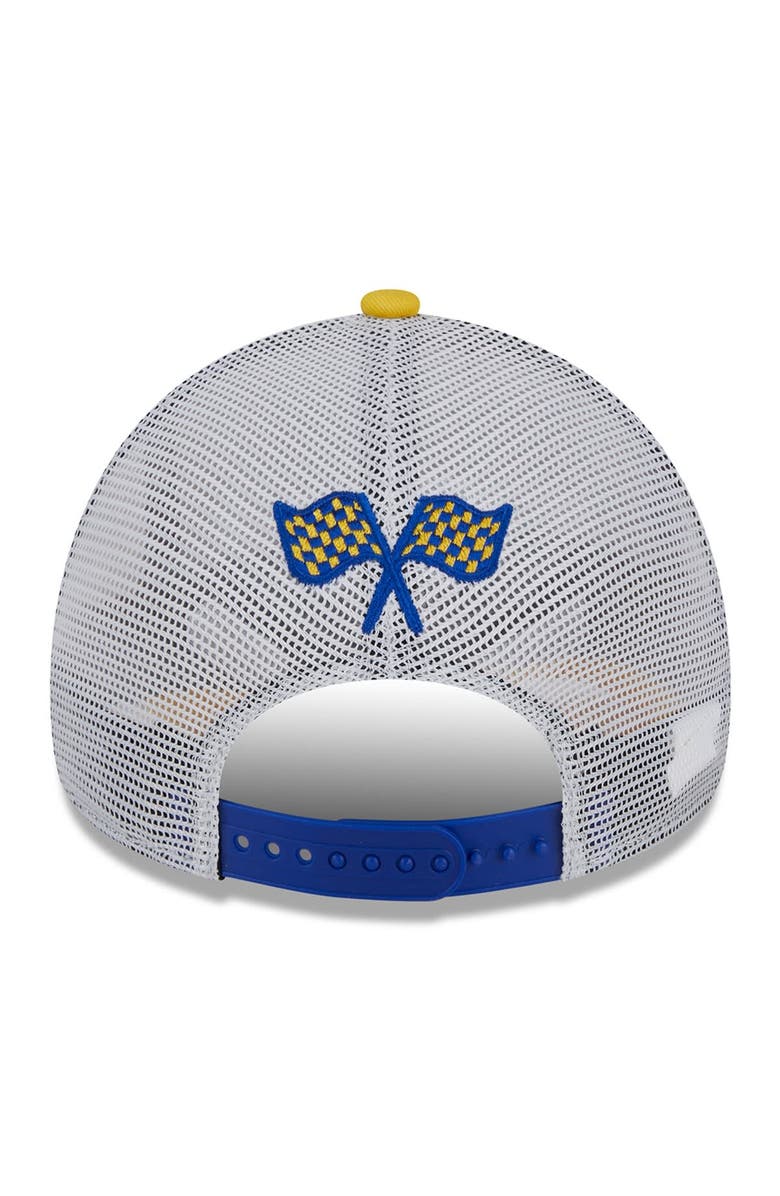 New Era Men's New Era Royal/Gold Golden State Warriors A-Frame 9FORTY Trucker Hat, Alternate, color, Blue