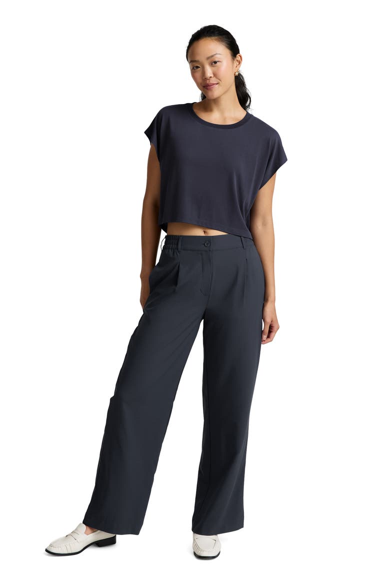 Studio Knit Crop T-Shirt, Alternate, color, NOCTURNAL NAVY