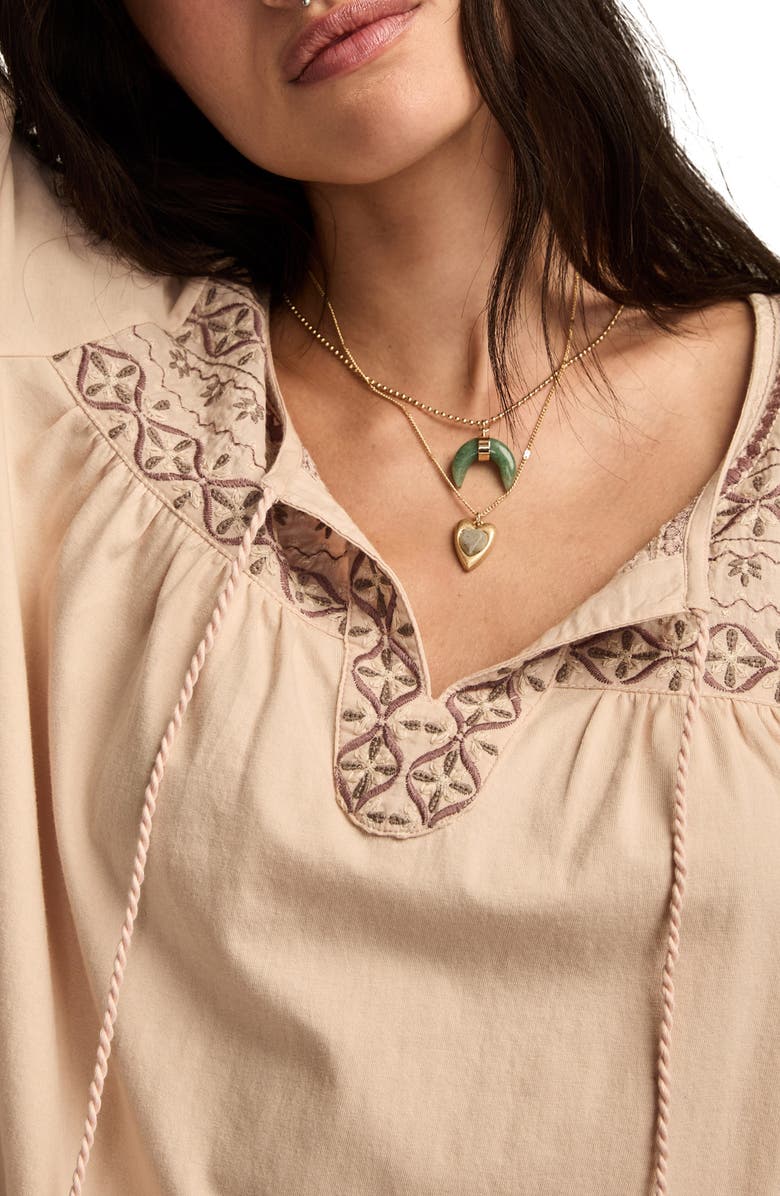 Lucky Brand Embroidered Cotton Peasant Top, Alternate, color, Apple Cinnamon