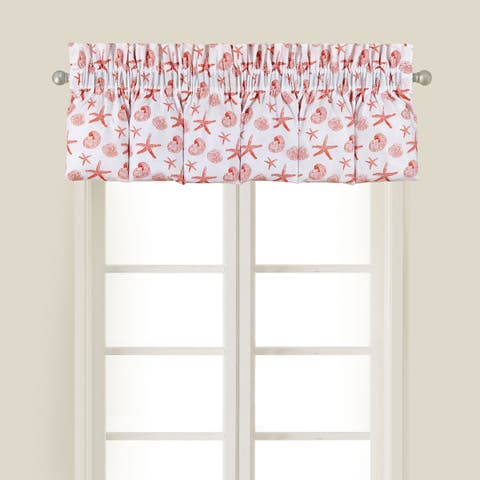 Cora Blouson Sea 100% Cotton Single Window Valance, 15" x 80"