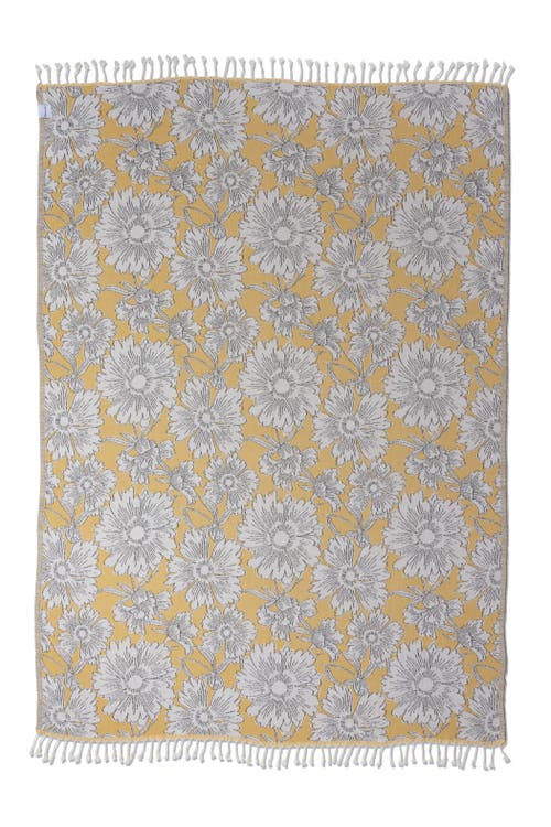 InfuseZen Garden Flower Organic Cotton Medium Weight Throw Blanket in Golden Yellow  product