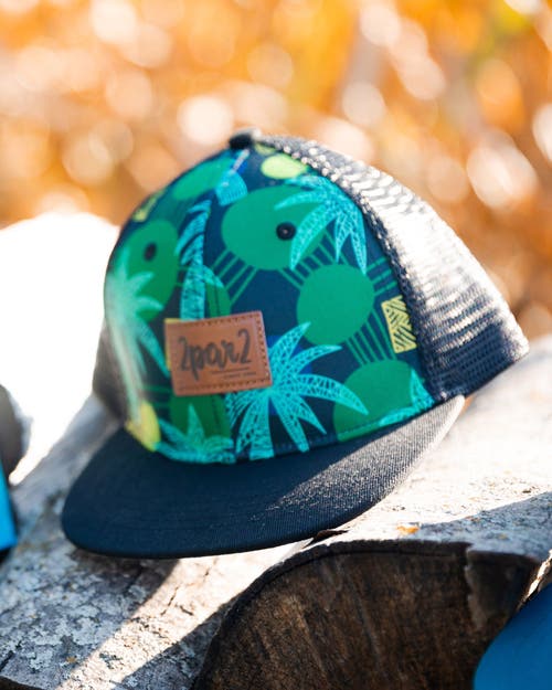 DEUX PAR DEUX DEUX PAR DEUX BOY'S PRINTED CAP GREEN JUNGLE ON BLACK