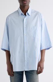 Acne Studios Soffia Stripe Short Sleeve Button-Up Shirt