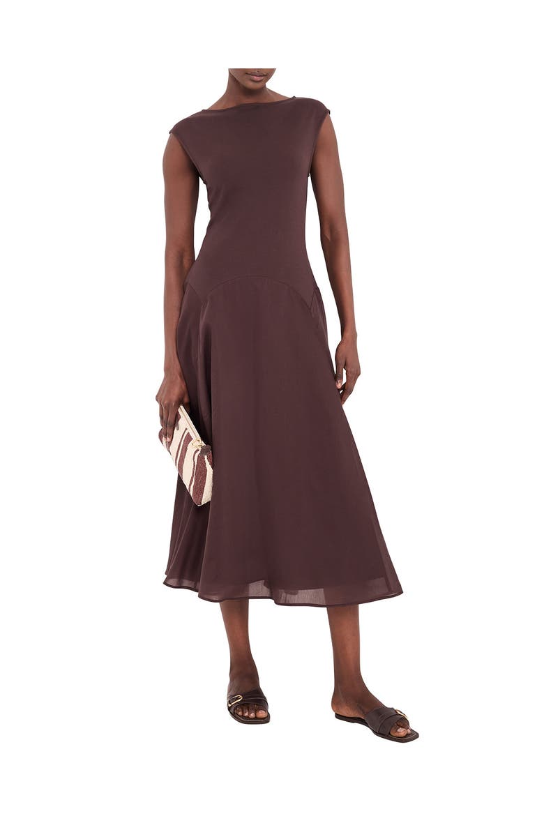 Sleeveless Midi Dress, Main, color, Brown