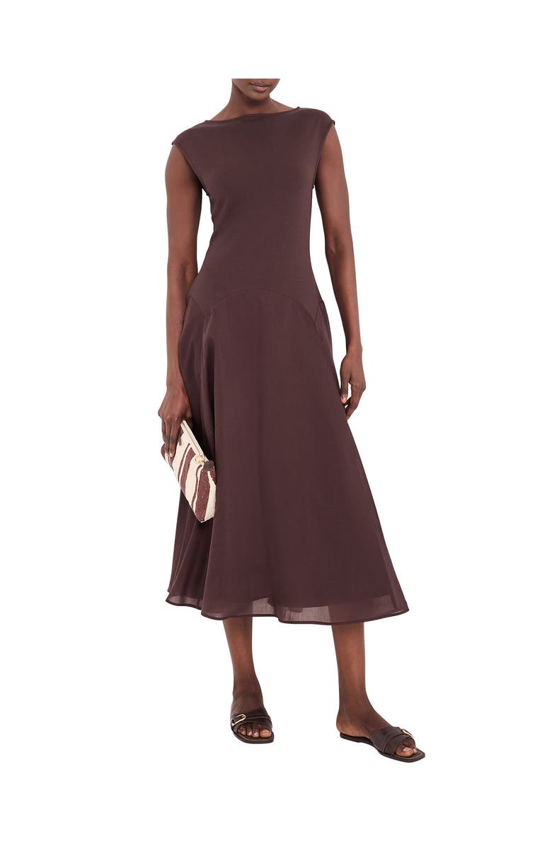 MINT VELVET Sleeveless Midi Dress, Main, color, Brown