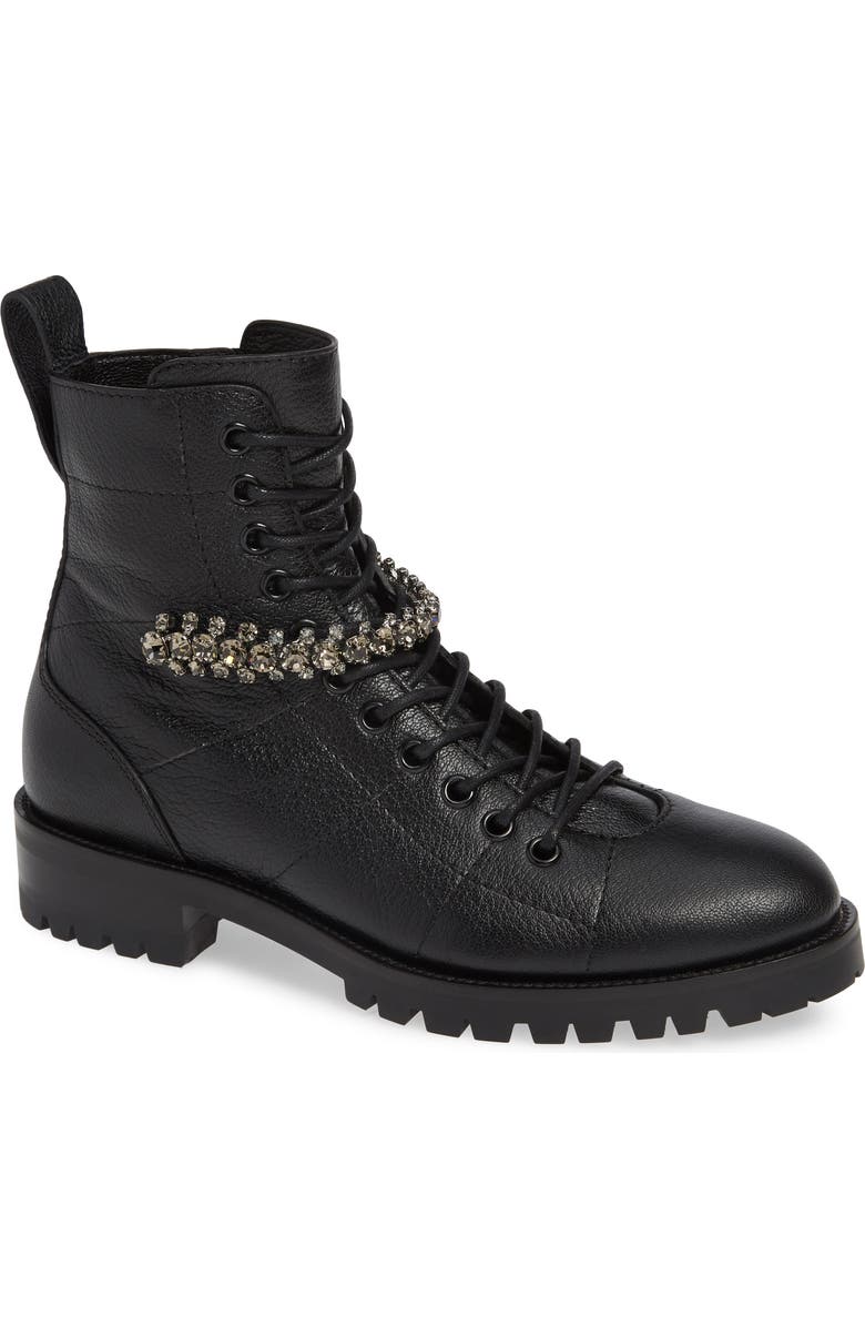 Jimmy Choo Cruz Crystal Embellished Biker Boot, Main, color,