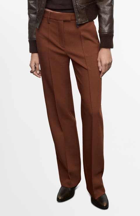 Pleated Straight Leg Pants