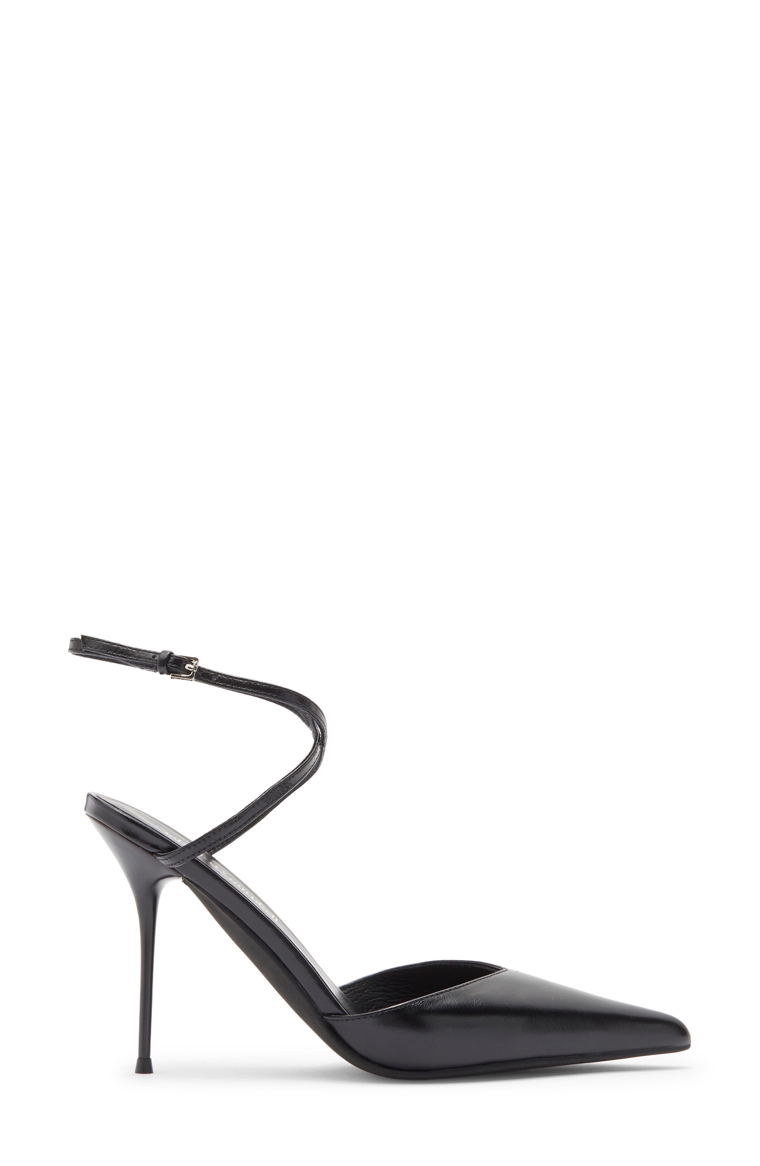 Bordeaux Ankle Strap Pointed Toe Pump, Alternate, color, BLACK