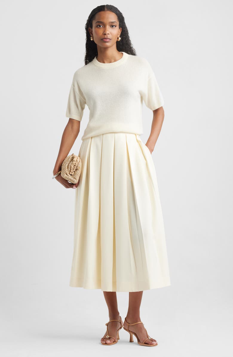 Nordstrom Pleated Midi Skirt, Alternate, color, Yellow Pale
