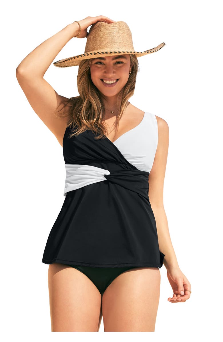 Swim 365 Cooling Tankini Top, Main, color, Black White