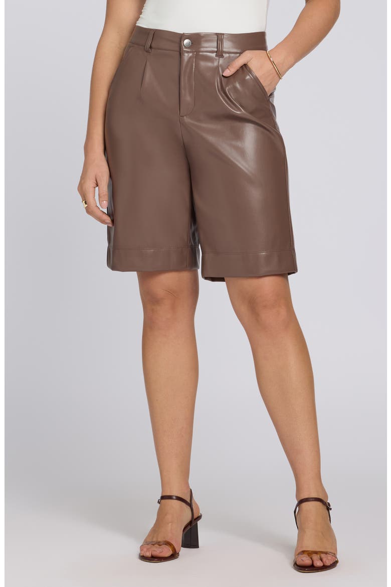 Relaxed Faux Leather Bermuda Shorts, Main, color, DEEP TAUPE