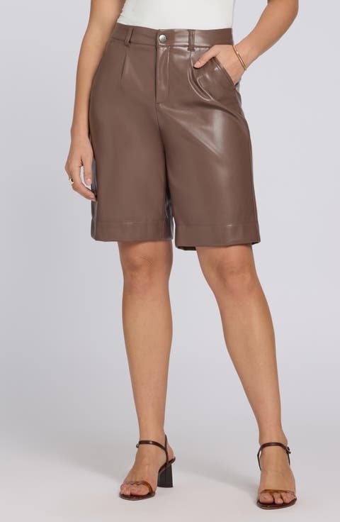 Relaxed Faux Leather Bermuda Shorts