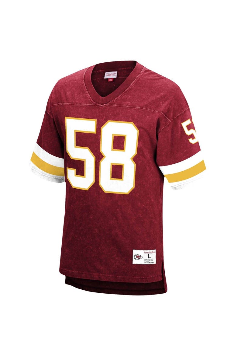 Men's Mitchell & Ness Derrick Thomas Red Kansas City Chiefs Retired Player Name & Number Acid Wash Top, Alternate, color, Red