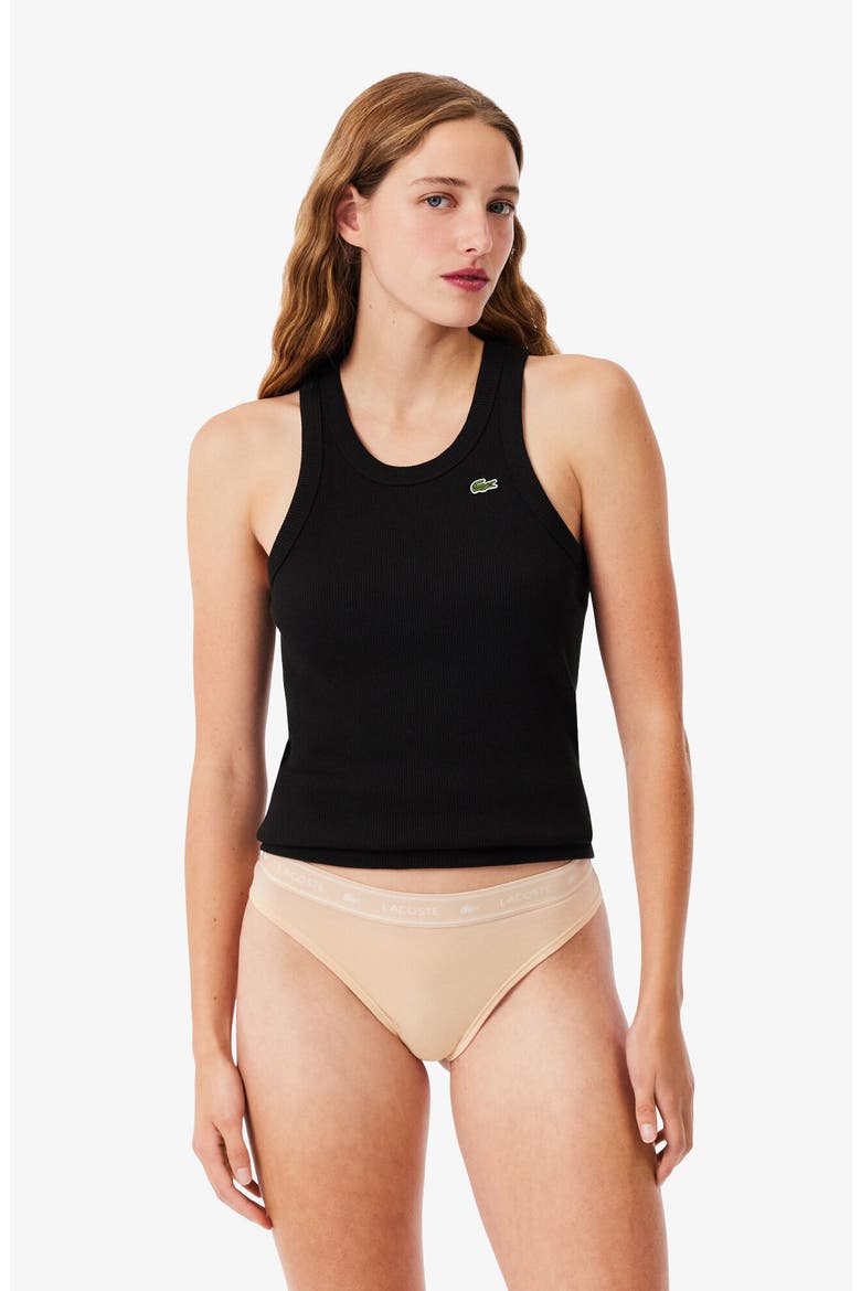 Stretch Cotton Jersey Thong, Alternate, color, BISCUIT
