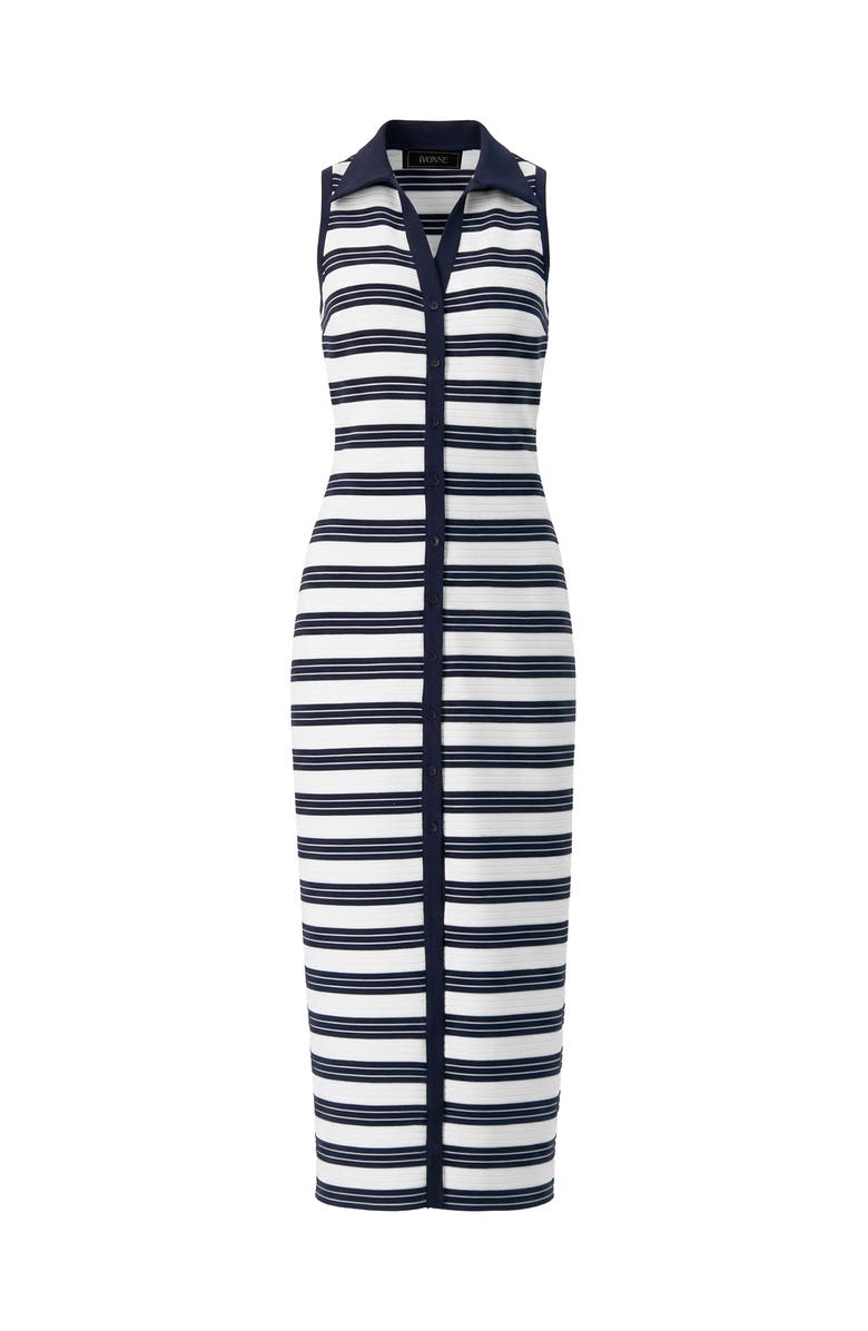 IVONNE Sleeveless Striped long Dress, Alternate, color, Navy Blue