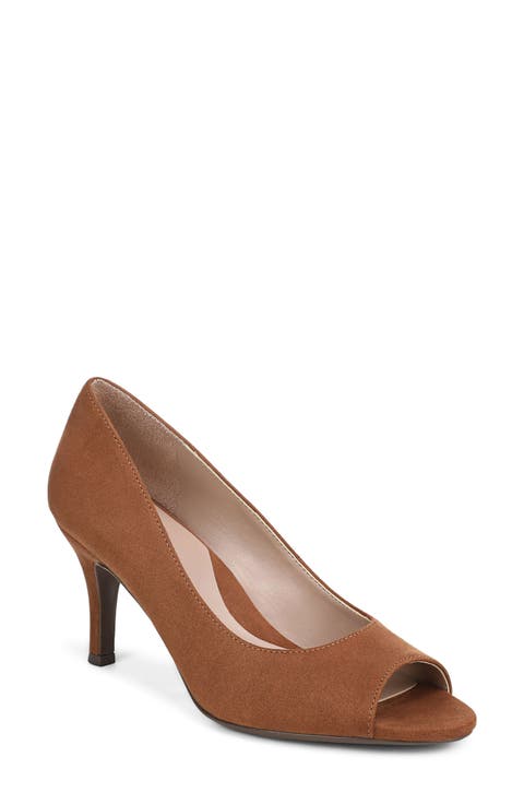 Locke Peep Toe Faux Leather Pump
